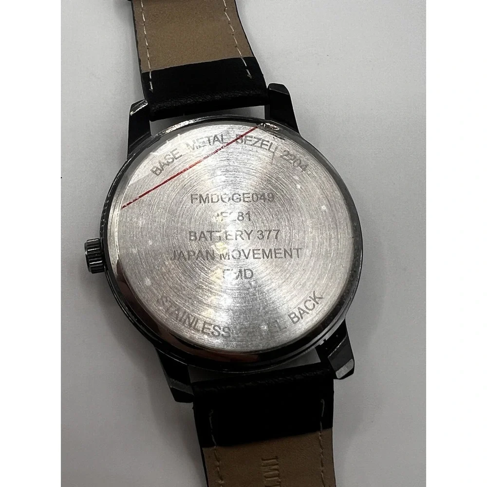 Watch Black W/ Black Band 12hr Dial - NEW Battery